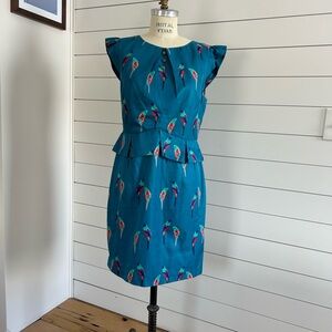 Blue parrot cocktail dress